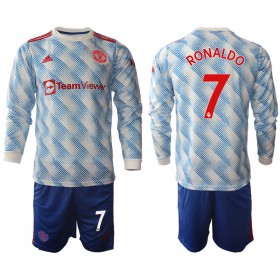 Jalkapallo Pelipaidat/Peliasut Manchester United Cristiano Ronaldo 7 Lasten Vieraspaita 2021-2022 Pitkähihainen